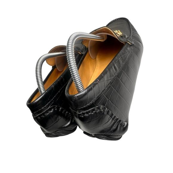 Saks Fifth Avenue Mens Black Croc Embossed Leather Horsebit Loafers Mocs Sz 9.5 - Picture 10 of 16